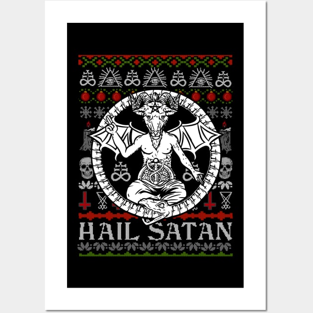 Satanic Christmas - Hail Satan Ugly Sweater Wall Art by biNutz